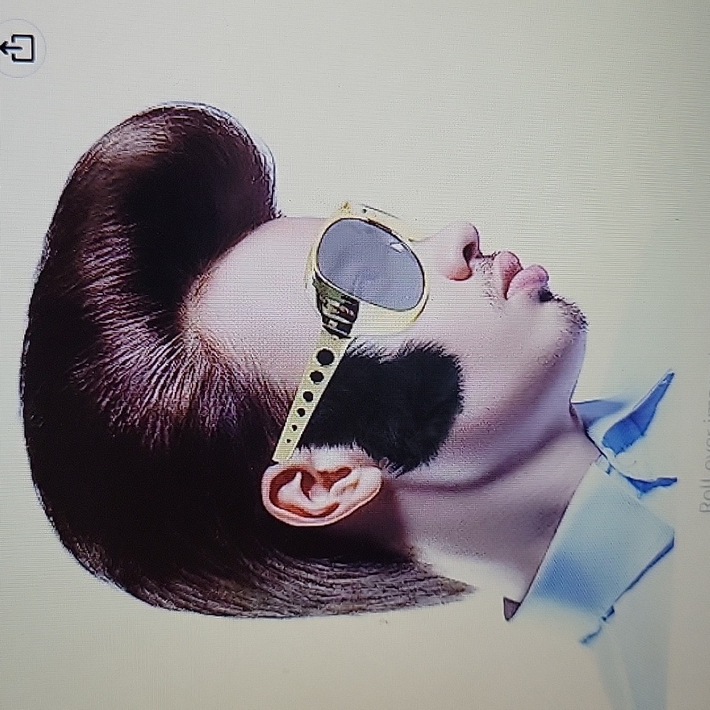 SKELETEEN Gold Elvis Rockstar Celebrity Aviator Sunglasses with side burns New